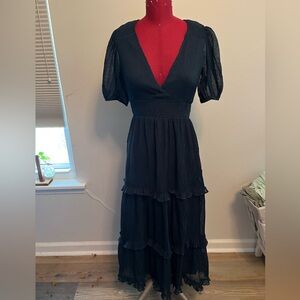 New Lulus Dress S Dark Green Ruffles